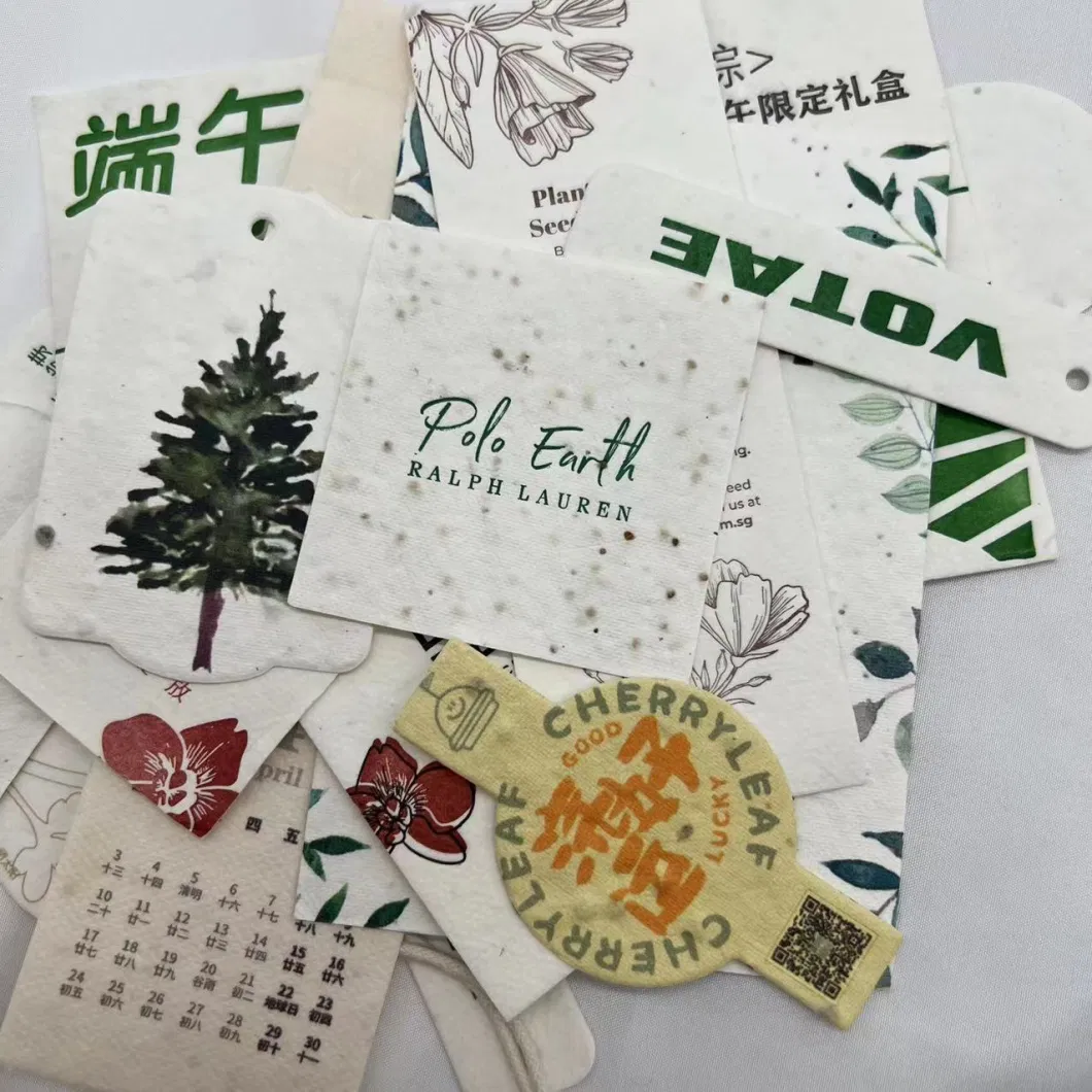 Custom Environmental Shape with Printing Hangtag Calendar Cards of Seed Paper